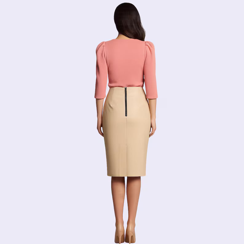 Leather pencil skirt