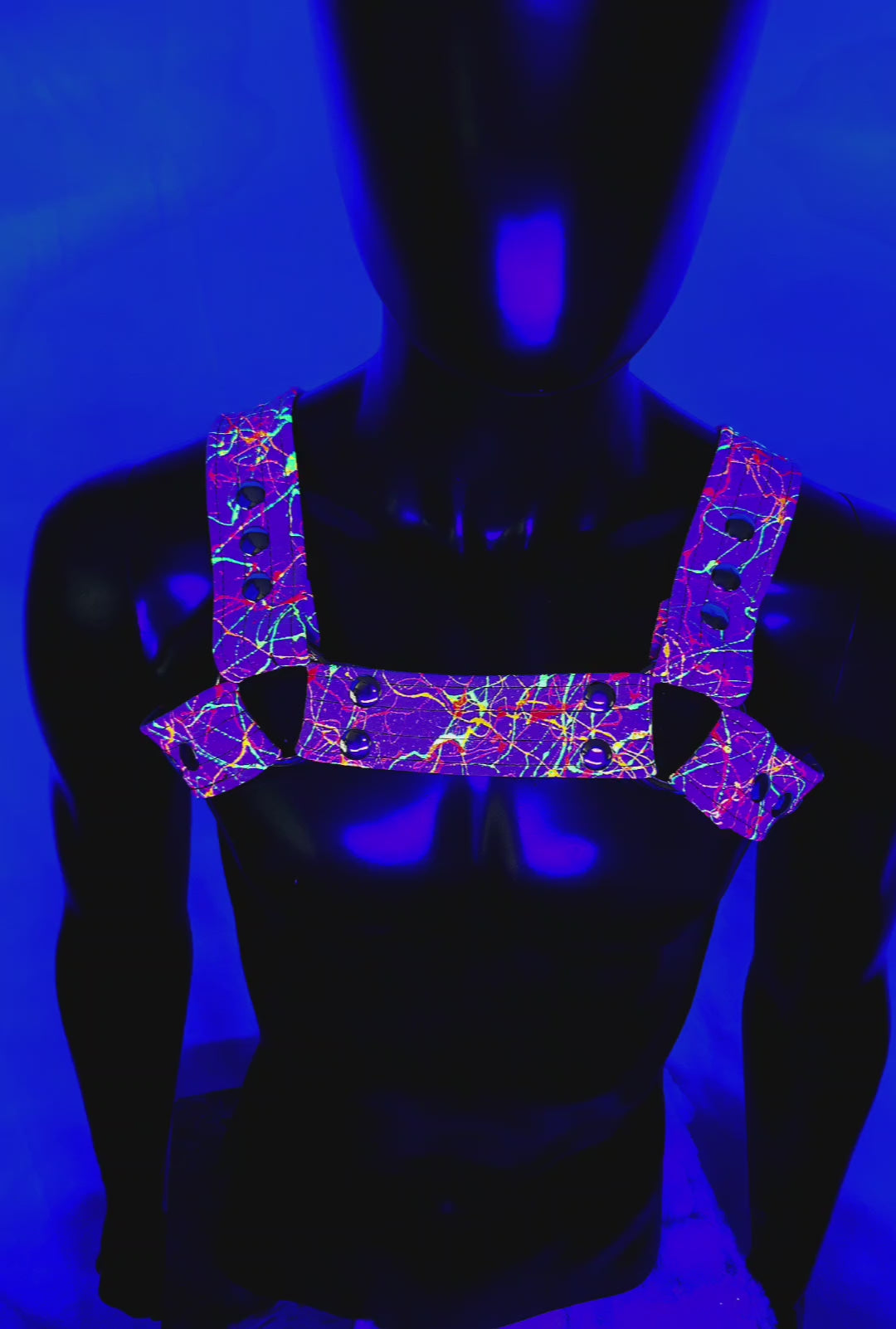 Leather Black Light  Bulldog Harness