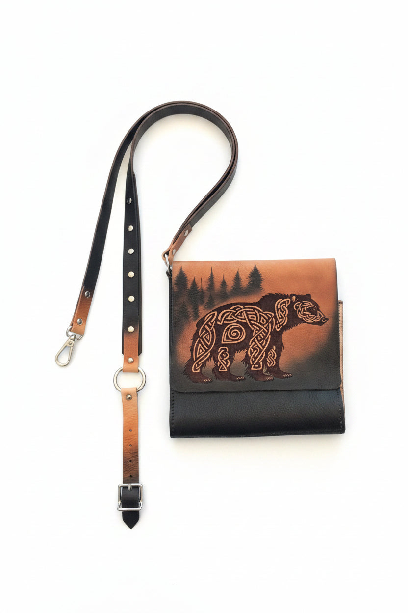 Bear Leather Messenger Bag
