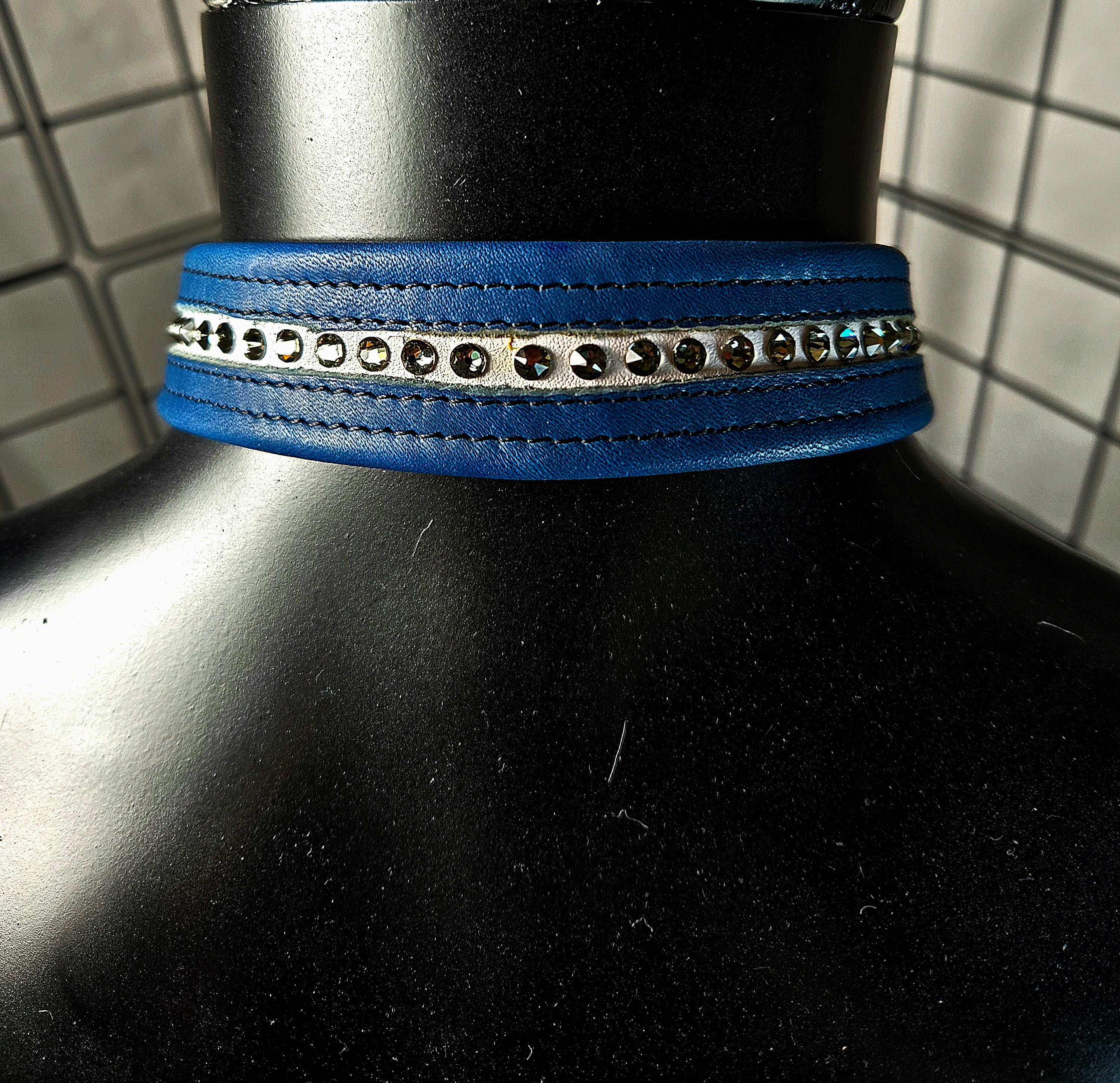 Leather Pup Choker - Swarovski Crysrtals